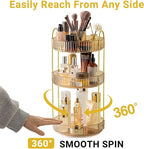 Asayuee 360 Rotating Makeup Organizer, 3 Tier Large Capacity Make Up Organizers - Image 3