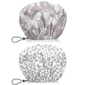 2 PCS Shower Cap Waterproof Double Layer Elastic Adjustable Reusable Hair Bath by BHAHB