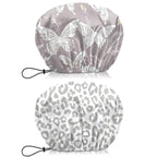 2 PCS Shower Cap Waterproof Double Layer Elastic Adjustable Reusable Hair Bath by BHAHB