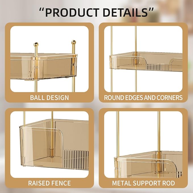 Akinbas 3 Tier Bathroom Organizer Countertop Makeup Perfume Tray Skincare - Image 4