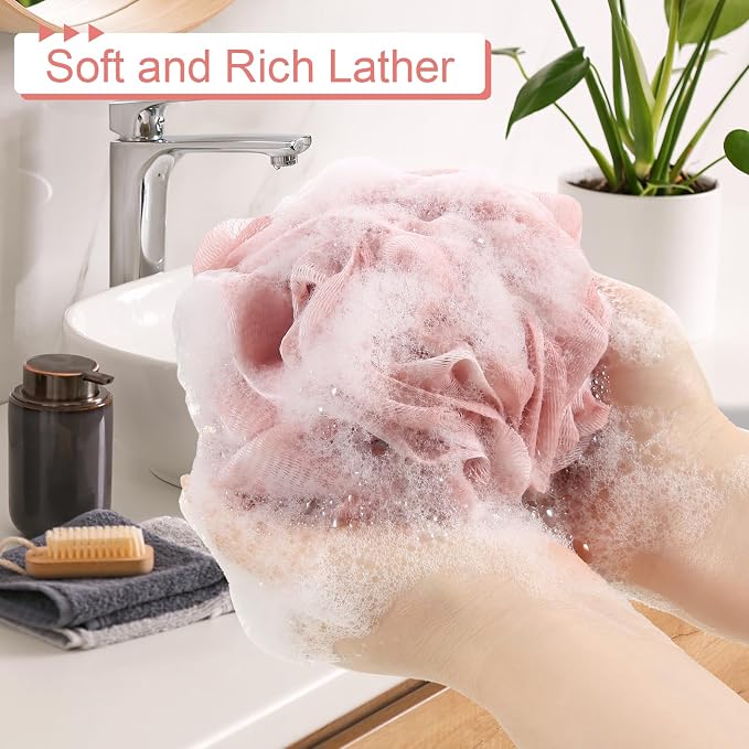 Loofah Sponge Pack of 4, Deep Cleansing Body Scrubber - Image 4