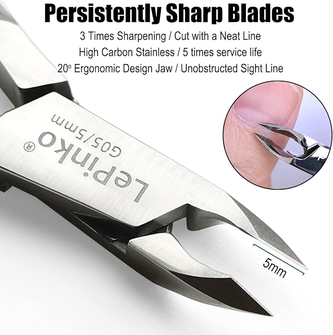 LePinko Professional Cuticle Trimmer kit, Super Sharp Dead Skin Clipper - Image 3
