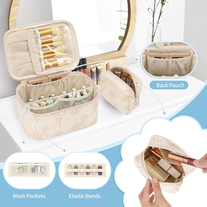 OCHEAL Makeup Bag Set, Portable Travel Makeup Bags Cosmetic Organizer Bag - Image 2