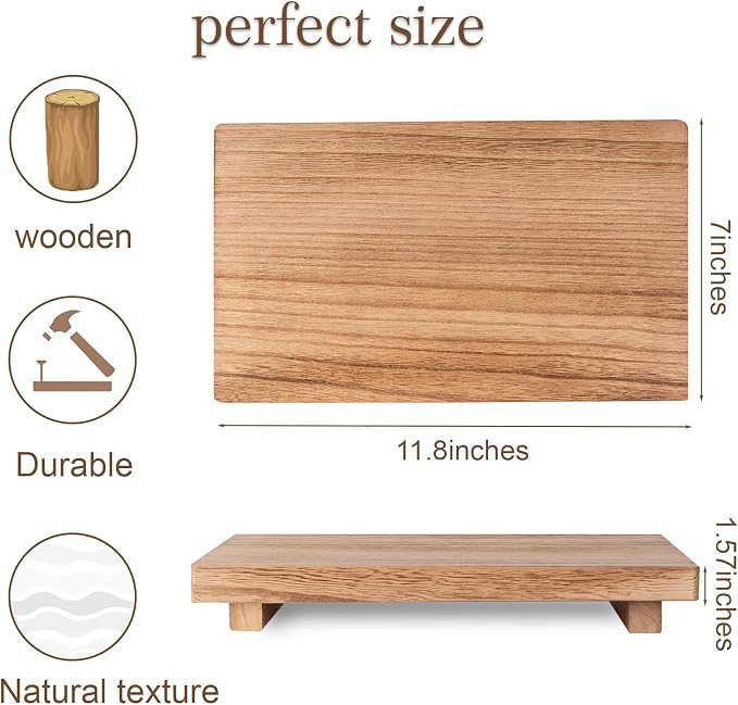 zoocatia Small Wood Tray Pedestal Stand Farmhouse Bathroom Decor Decorative - Image 2