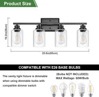 Ascher Bathroom Light Fixtures, 4-Light Vanity Lights - Image 2