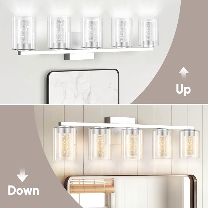 LED Modern Bathroom Light Fixtures Over Mirror, 5-Light Brushed Nickel Vanity - Image 8