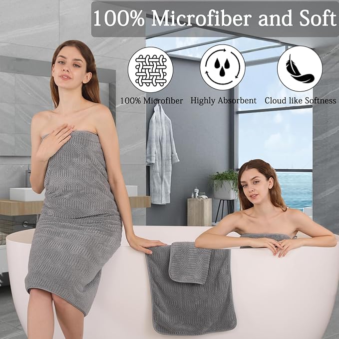 8 Piece Bath Towel Set-2 Oversized Bath Sheets, 2 Hand Towels, 4 - Image 4