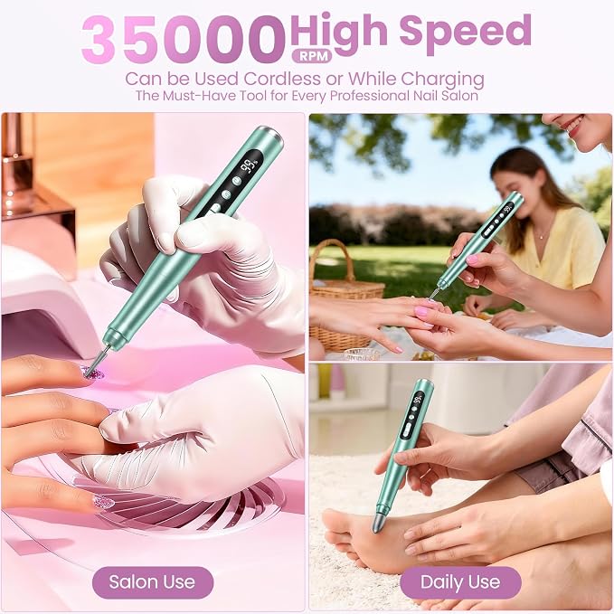 Cordless Nail Drill 35000RPM, Portable Electric Nail File - Image 8