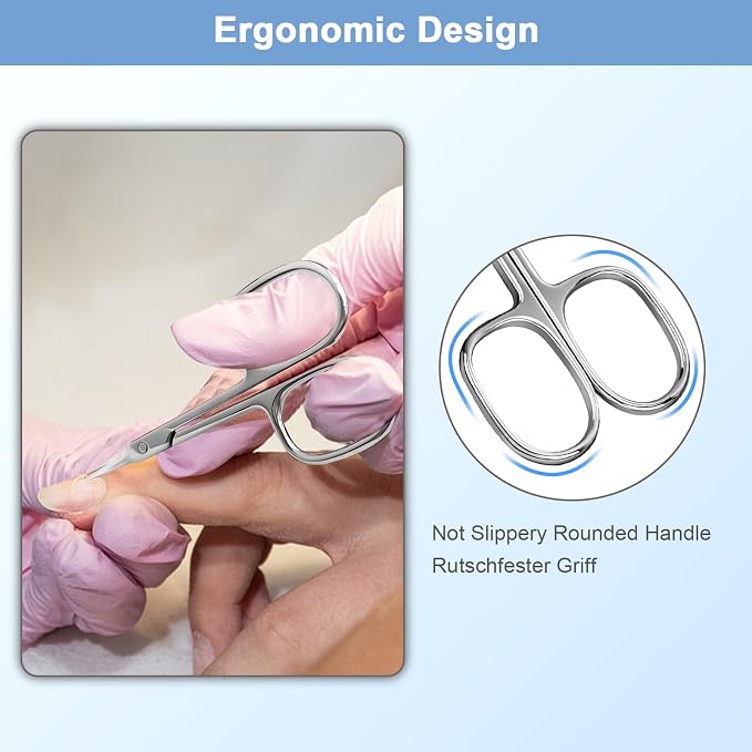 Lermende Cuticle Scissors with Curved Sharp Tip, Portable Small Scissors - Image 6