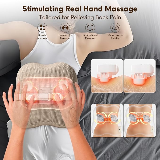 arboleaf Back Massager for Pain Relief, Cordless Shiatsu Neck Back Massage - Image 3