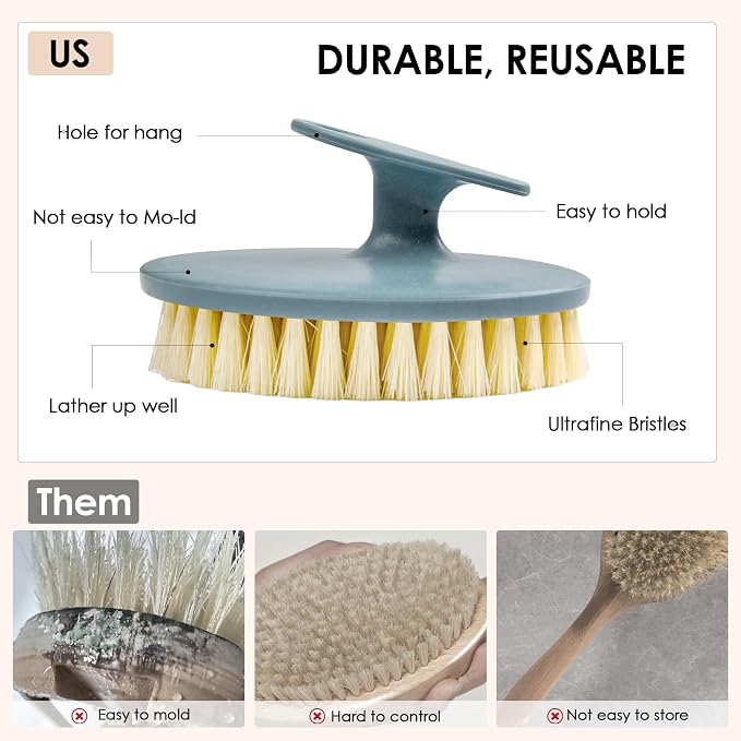 INNERNEED Food-Grade Soft Silicone Body Scrubber Shower Brush Handheld - Image 3