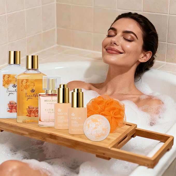 35 Pcs Mothers Day Gift for Women, Bergamot & Rose Bath & Body Gift Basket Set - Image 5