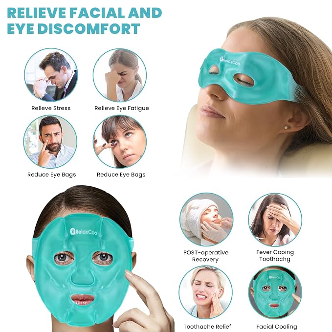 RelaxCoo Ice Face Eye Mask for Dark Circles and Puffiness Cold Warm Compress - Image 3
