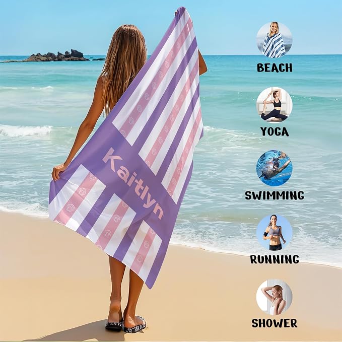 JML Custom Beach Towel with Name, Personalized Microfiber Beach Towel with Name - Image 6