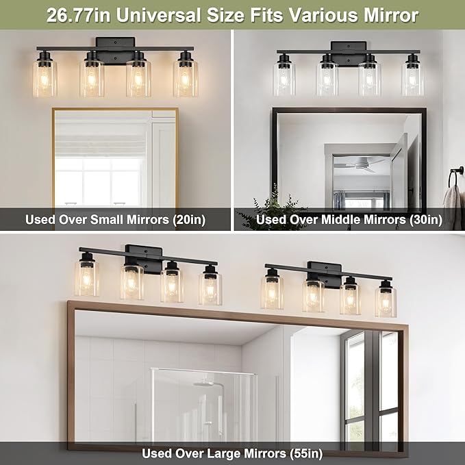 Unicozin Modern Bathroom Light Fixtures, 4 Light Vanity Lights Over Mirror - Image 6