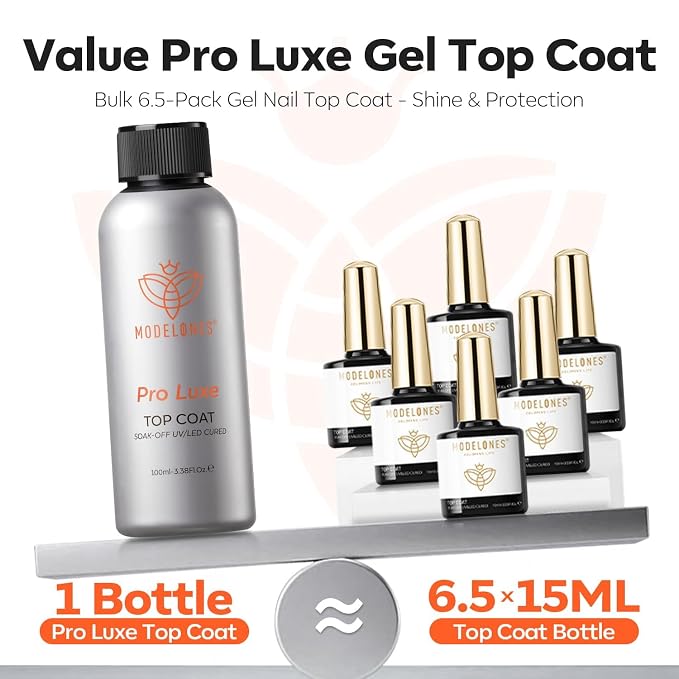 modelones Gel Top Coat, 100ml No Wipe Extra Glossy Gel Nail Polish Long-Lasting - Image 2