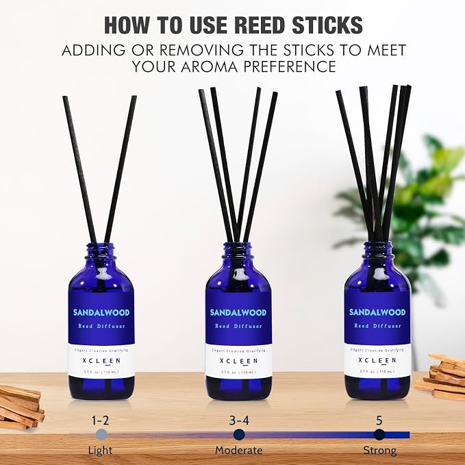 Xcleen Reed Diffuser Set with Sticks, Sandalwood Scented Oil Diffuser - Image 3