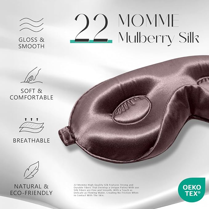 ZIMASILK Adjustable 22 Momme 100% Mulberry Silk Sleep Mask, Upgraded 3D - Image 2