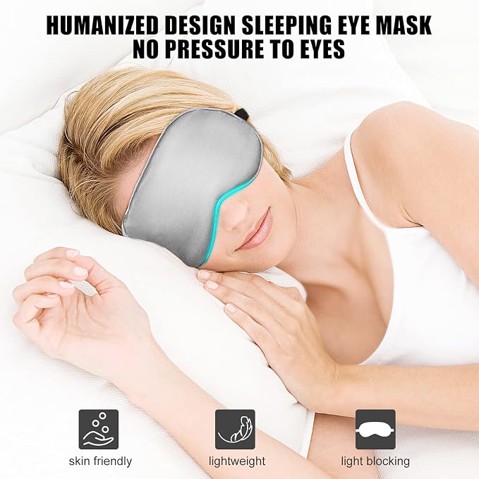 Sleep Mask w/ Cooling Gel Eye Mask, Silk Eye Mask - Image 4