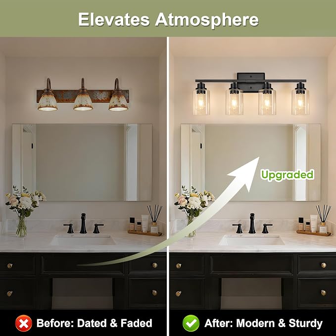 Unicozin Modern Bathroom Light Fixtures, 4 Light Vanity Lights Over Mirror - Image 8