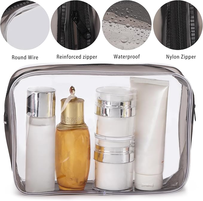 Tbestmax 10 Pack Clear Cosmetic Bags Makeup Bags Portable Waterproof TSA - Image 3