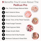 PediLux Pro Professional Manicure Pedicure Kit, Cordless Electric Nail File - Image 3