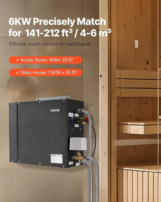 VEVOR Steam Generator, 6 kW Steam Shower System - Image 2