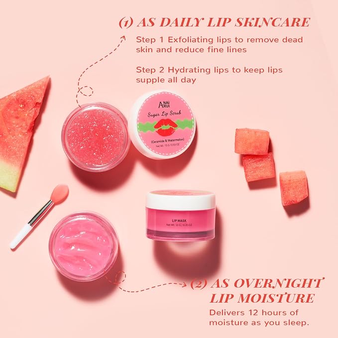 Hydrating Lip Mask Set, Lip Scrub & Lip Butter, Overnight Lip Treatment Set - Image 7