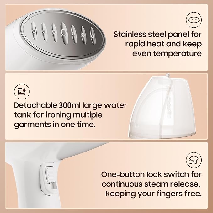 Portable Hand Held Steamer for Clothes - 1350W Handheld Clothes Steamer - Image 8
