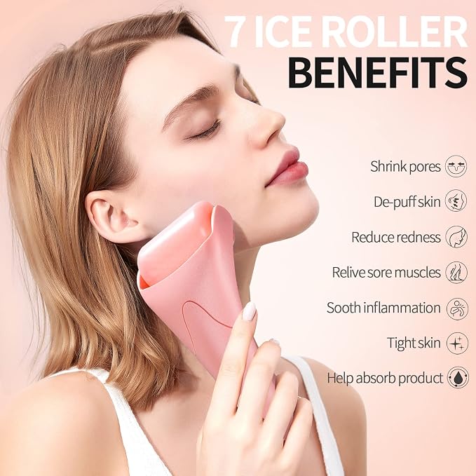 Teenitor Pink Ice Roller for Face, Ice Face Roller, Eye Roller for Puffy Eyes - Image 2