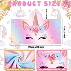 Peryiter 1 Pcs Unicorn Hooded Bath and Beach Towel 100% Cotton Pool Towels - Image 3