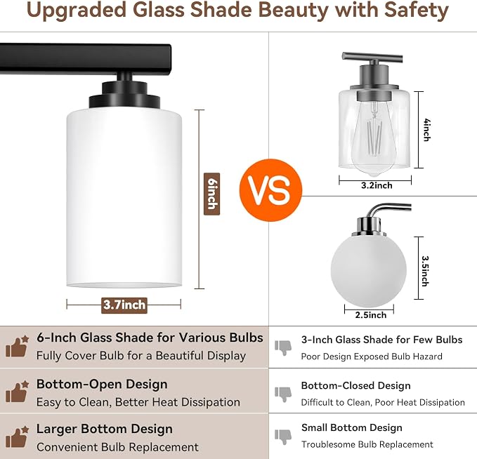 5-Light Bathroom Light Fixtures, Matte Black Light Fixture, Classic Wall Light - Image 4