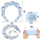 Zkptops Spa Headband for Washing Face Wristband Set Flower Sponge Makeup - Image 6