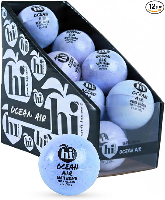 Hi Peach Layne Ocean Air Bath Bombs 12-Pack – Vegan, Clean Beauty Spa Gifts by HiPeachLayne