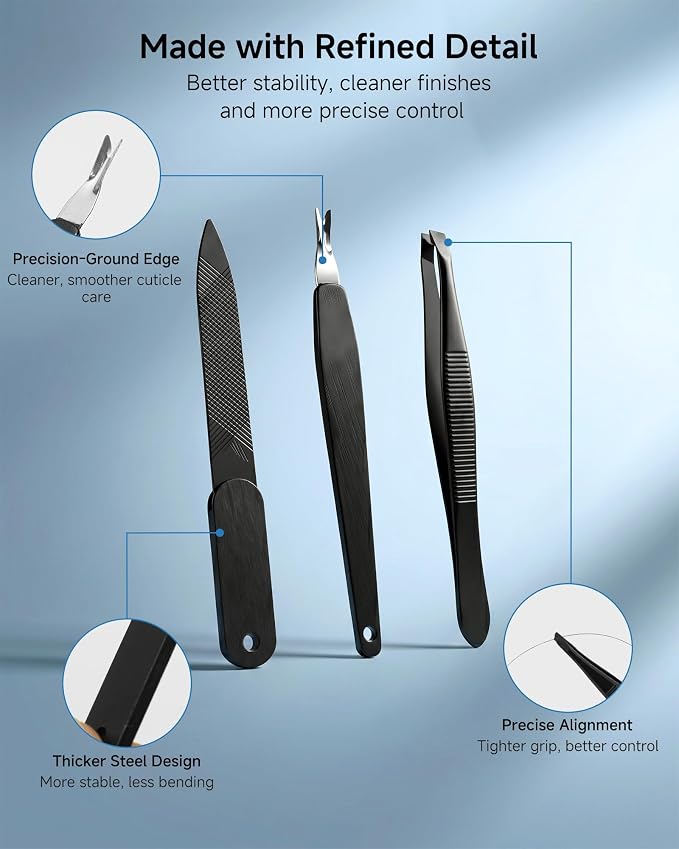 Manicure Set, Jubolion 19pcs Stainless Steel Professional Nail Clippers - Image 5