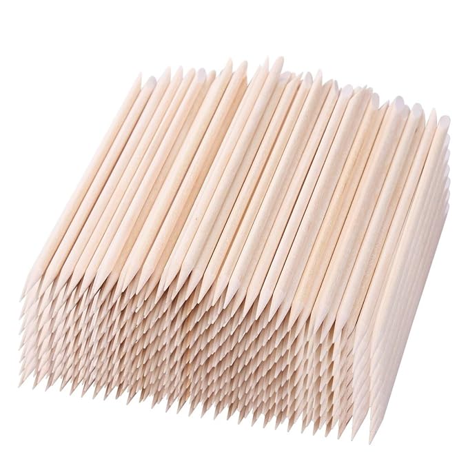 BTYMS 1000 Pcs Orange Wood Sticks 4.5 Inch Cuticle Pusher Wooden Cuticle Remover by BTYMS