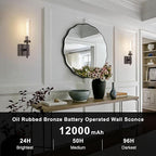 SANTOSTOCK Oil Rubbed Bronze Battery Operated Wall Sconces - Image 2