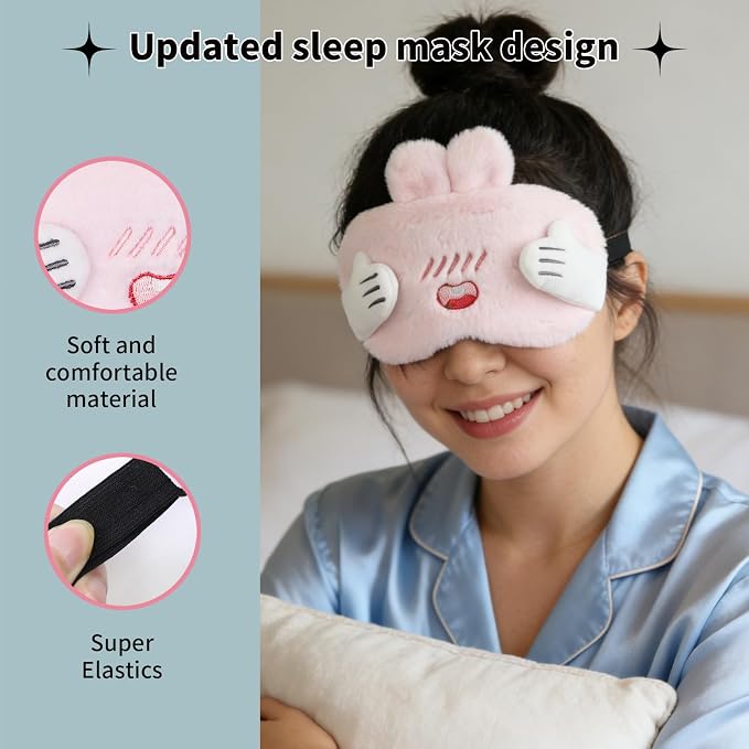 PERFECTSIGHT Sleep Eye Masks, Cute Bunny Sleep Eye Cover Lightweight Adjustable - Image 5