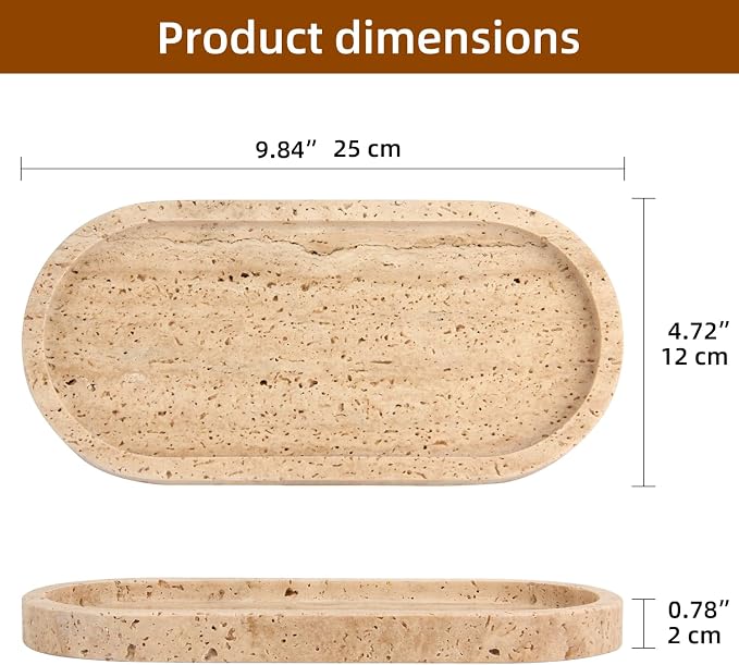 Natural Marble Tray Oval, Bathroom Vanity Tray - Image 2