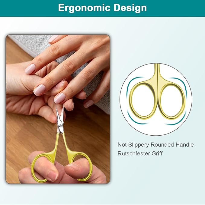 Lermende Cuticle Scissors Extra Fine Curved, Portable Stainless Steel Manicure - Image 7