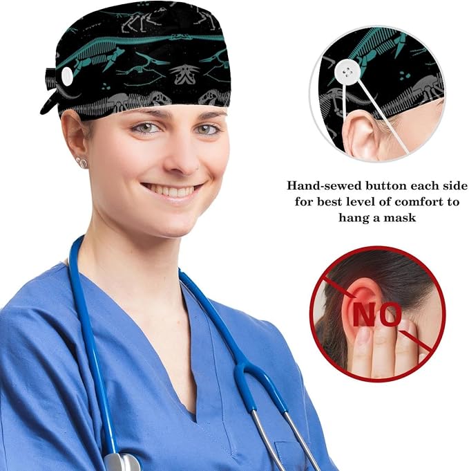 Scrub Cap with Hair Scrunchy, Ponytail Holder Surgical Cap - Image 3