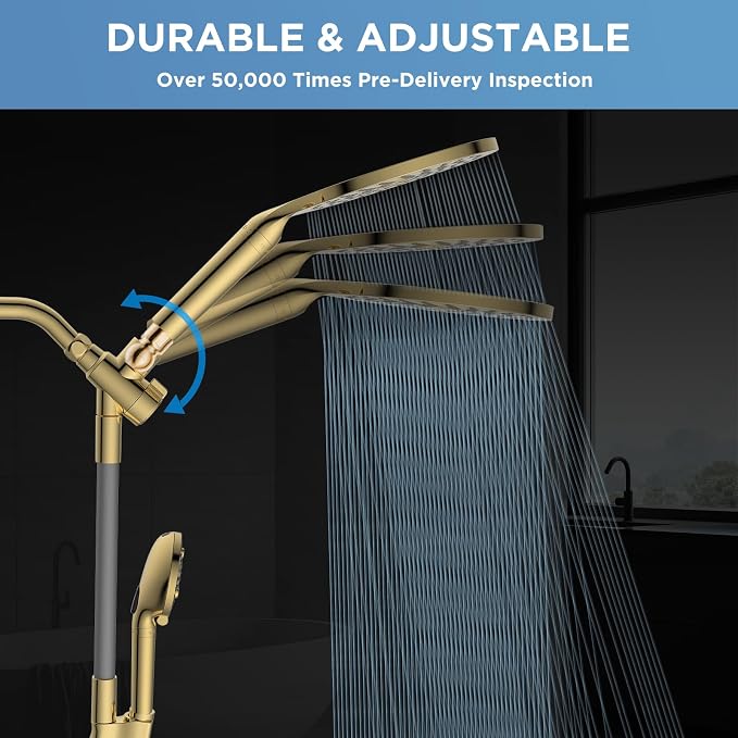 MakeFit Dual Filtered Rain Shower Head Combo, High Pressure Handheld Shower Head - Image 2