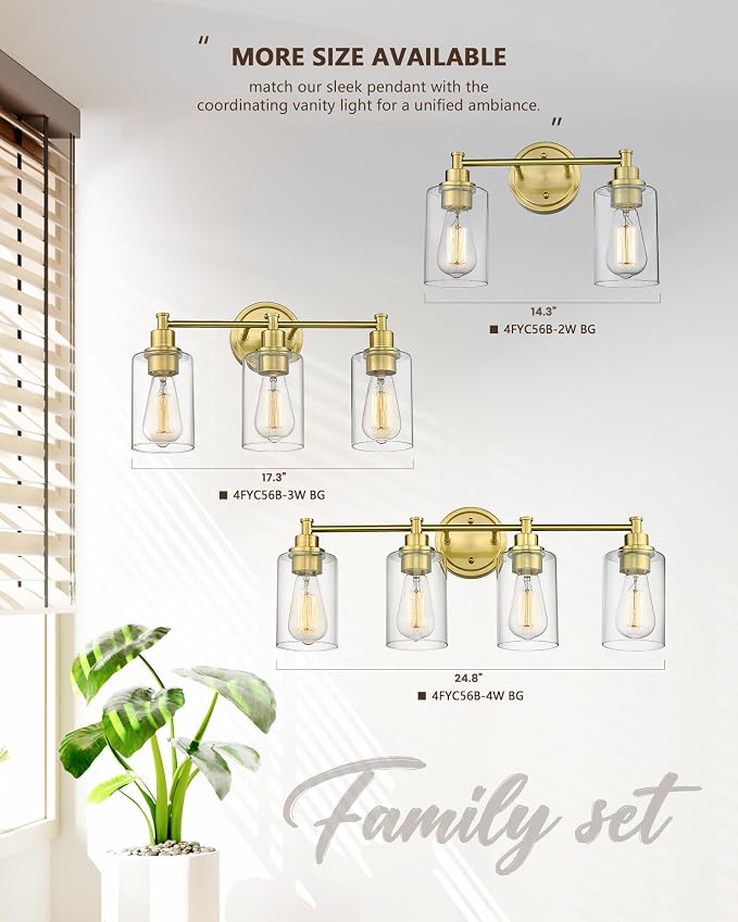 FEMILA Champagne Gold Bathroom Vanity Light, 2-Light Vanity Lighting fixtures - Image 8