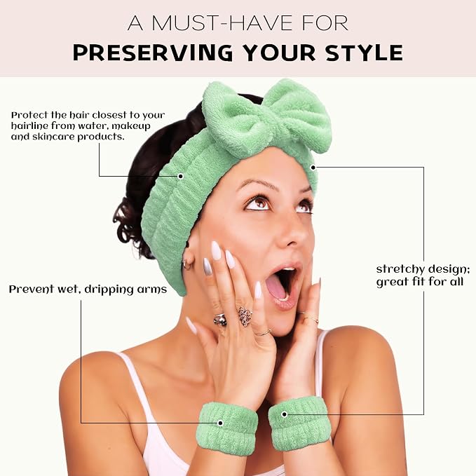 Ayesha Green Spa Headband and Wristband Set - Image 3