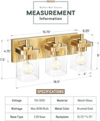 Bathroom Light Fixtures Over Mirror, 3-Light Brushed Gold Vanity Light - Image 2