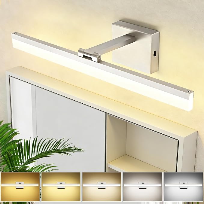 SOLFART 24 inch LED Vanity Lights Brushed Nickel Bathroom Light Fixture by SOLFART
