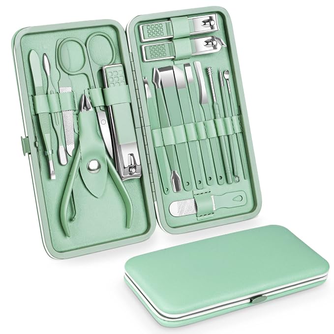 Teamkio 18pcs Manicure Set Pedicure Nail Clippers Set Travel Hygiene Kit by Teamkio