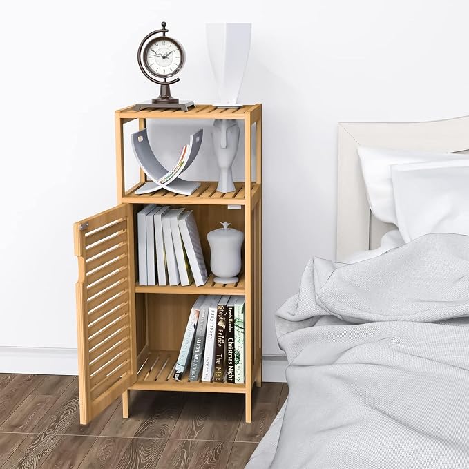Bathroom Bamboo Storage Cabinet, Freestanding Floor Cabinet - Image 5