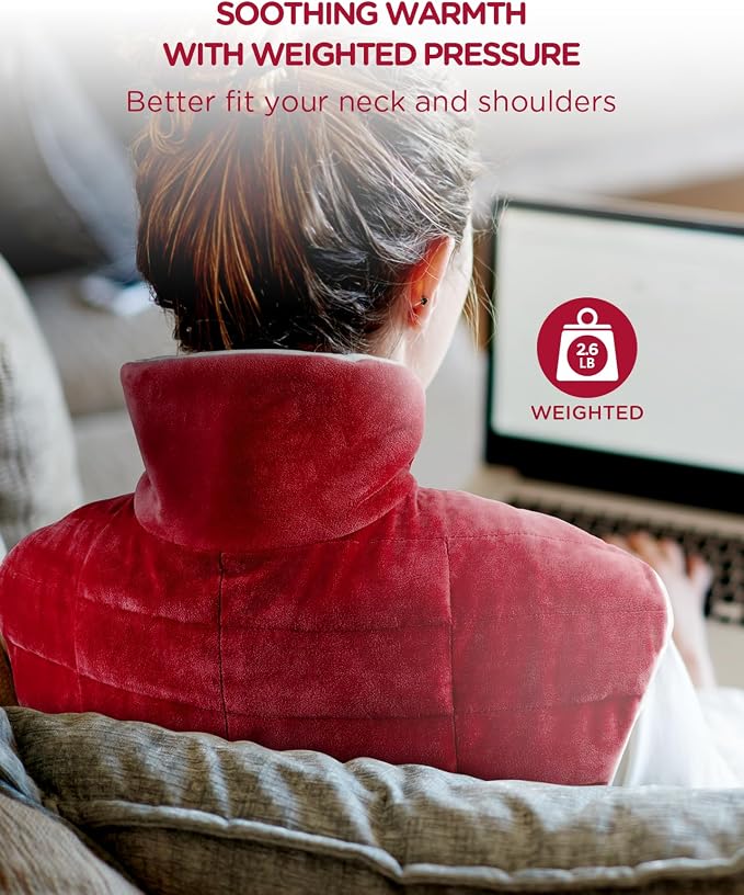 Comfytemp Heating Pad for Neck and Shoulders and Back, 2.6lb Weighted Electric - Image 2