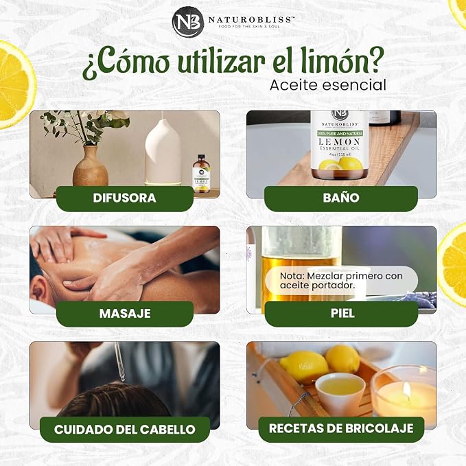 NaturoBliss 100% Pure Lemon Essential Oil Therapeutic Grade Premium Quality - Image 5